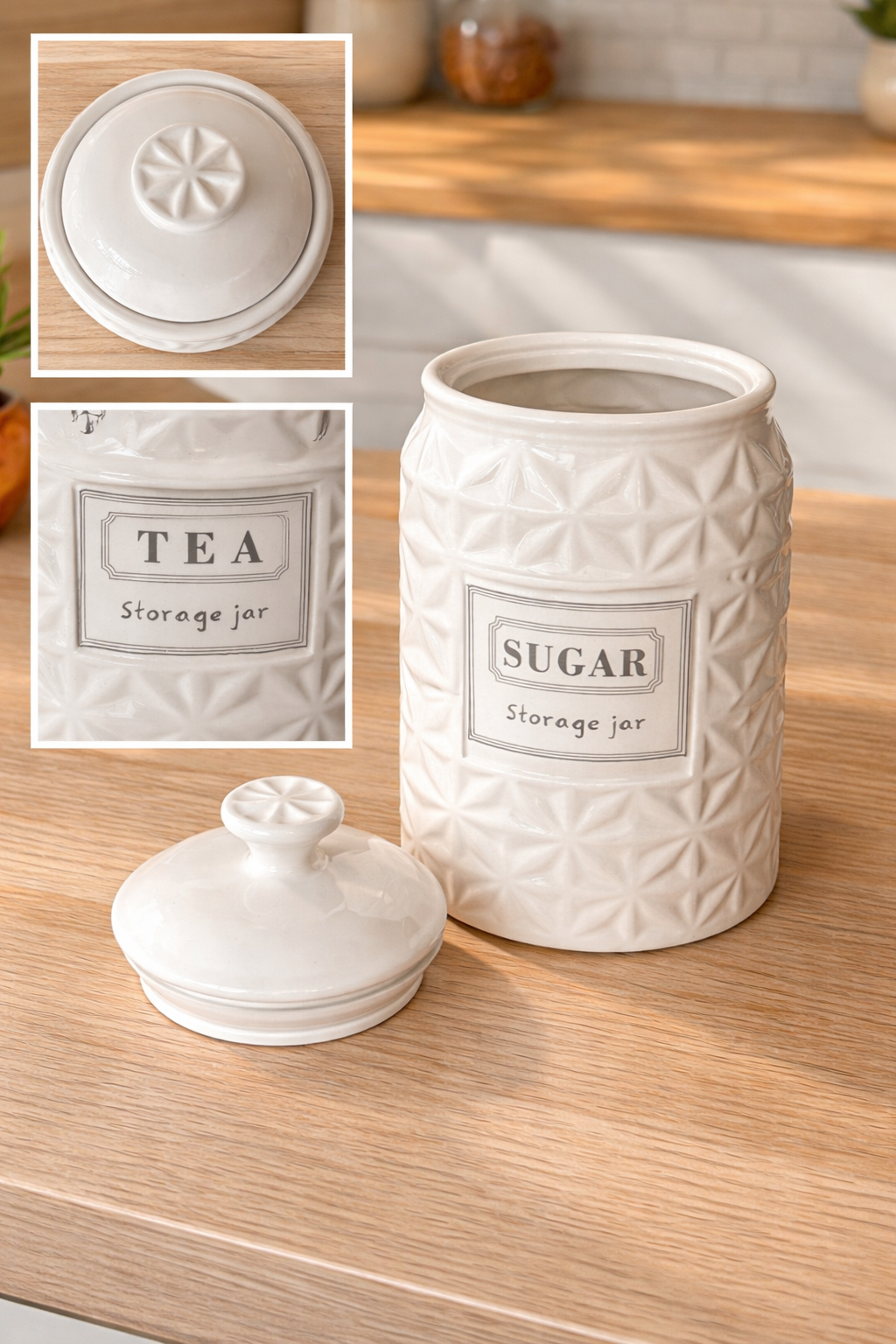 Ceramic Storage Jars Set – Coffee, Sugar & Tea