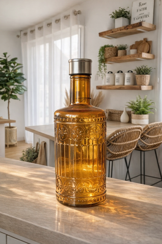 Amber Vintage Glass Water Bottle