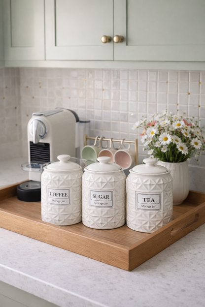 Ceramic Storage Jars Set – Coffee, Sugar & Tea