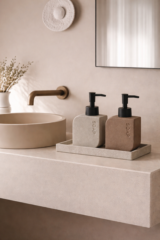 Calm Stone Bathroom Set - Brown & Beige