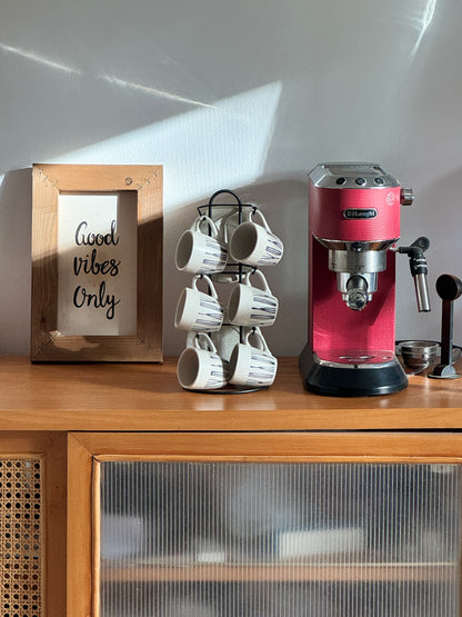 Ceramic Mug Set with Metal Stand (13 pcs)
