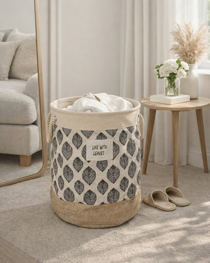 Leaf Pattern Laundry Basket