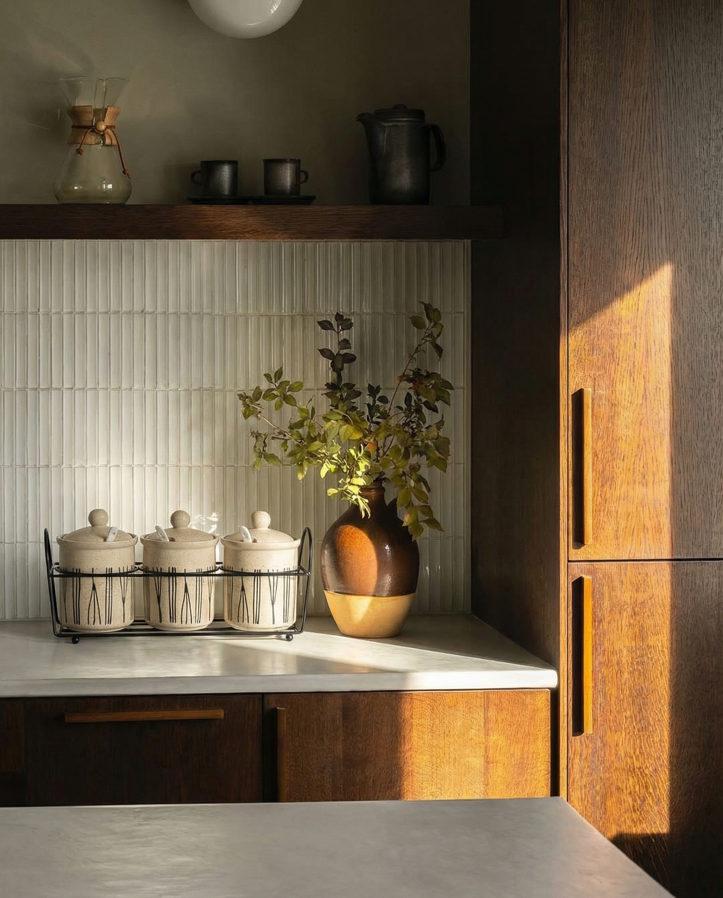 Ceramic Kitchen Jar Set with Metal Stand