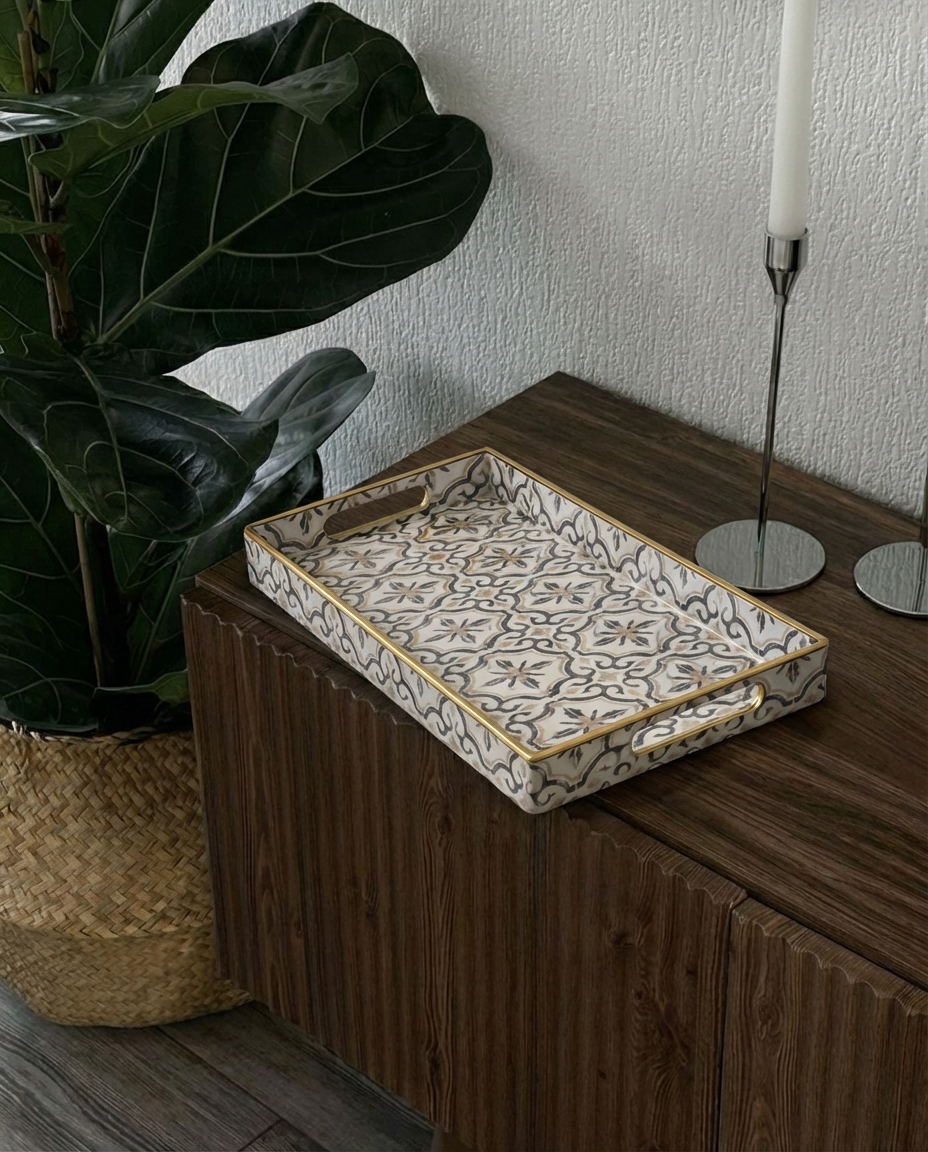 Vintage Tile Serving Tray "Melamine"
